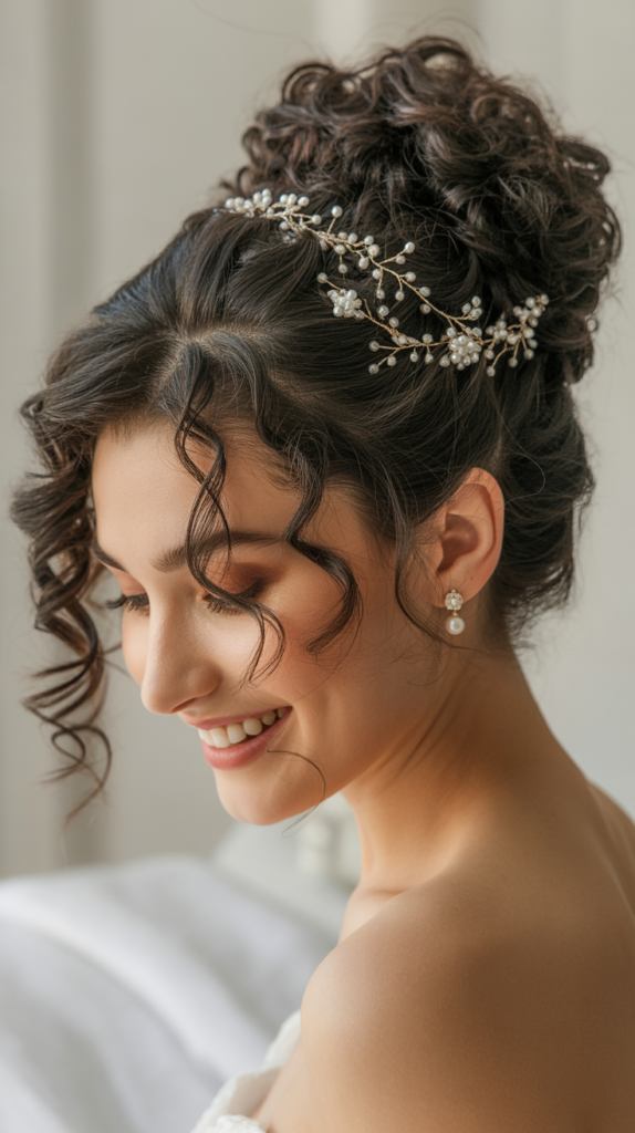 Curly Updo with Hair Jewelry
