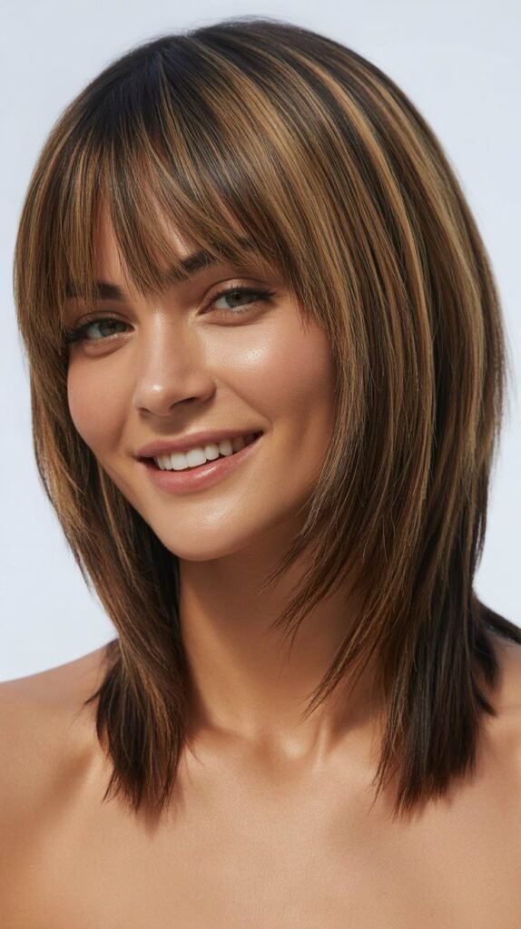 Razored Long Bob with Edgy Curtain Bangs