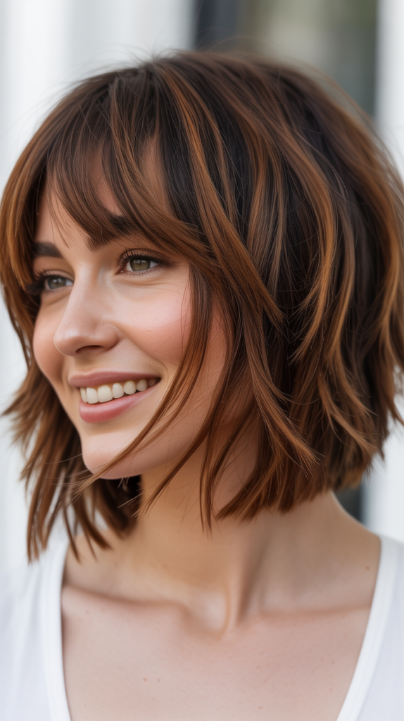 Layered Choppy Bob with Wispy Bangs