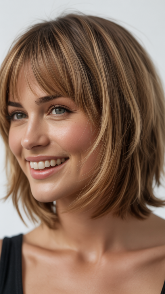 Choppy Lob (Long Bob) with Face-Framing Bangs