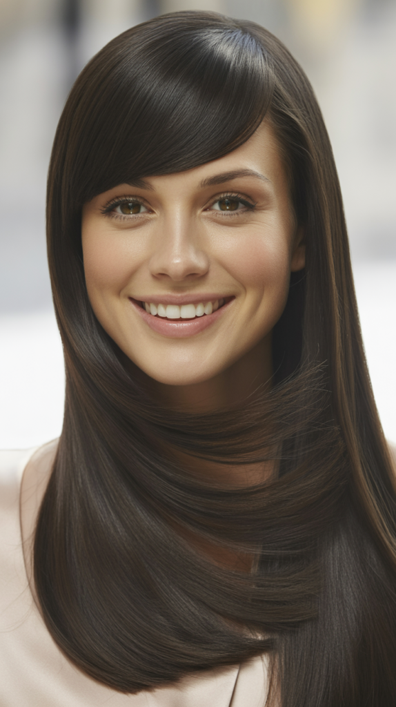 Straight Hair with Side-Swept Bangs