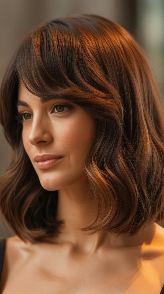 Long Bob with Curtain Bangs and Razored Ends