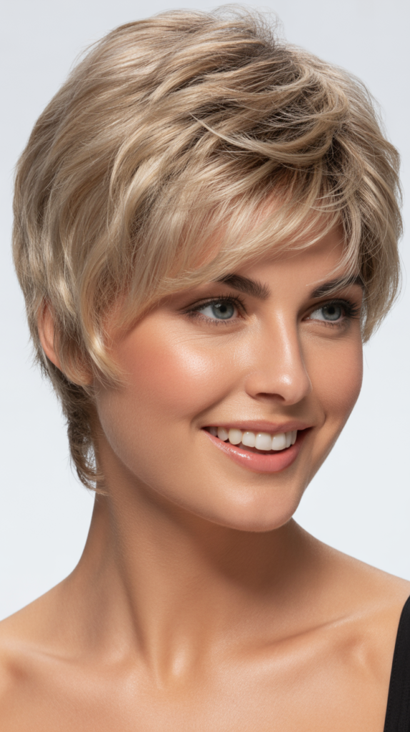 Textured Pixie with Side Part