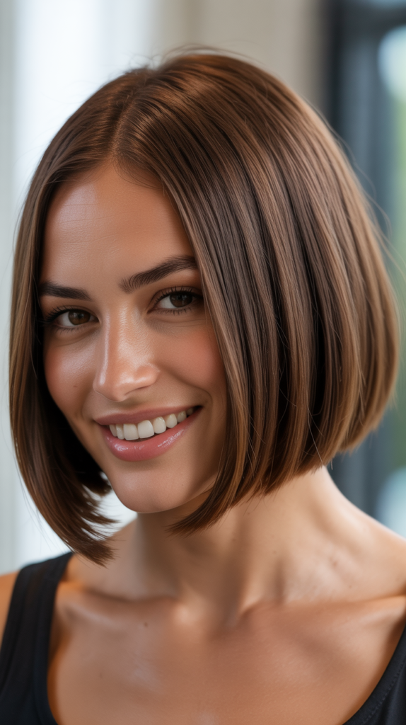 Side-Parted Bob with One-Length