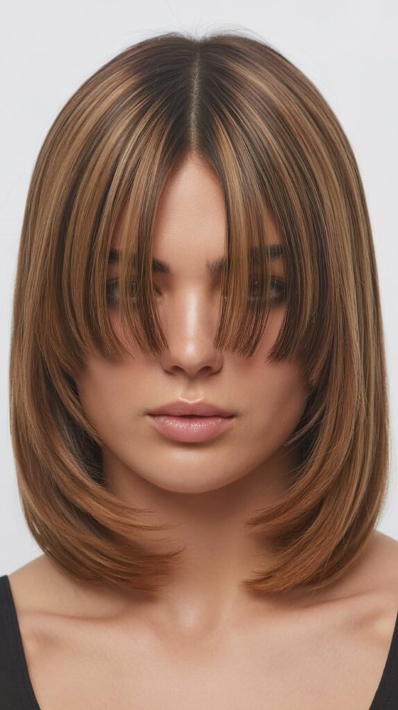 Long Bob with Curtain Bangs and Undercut