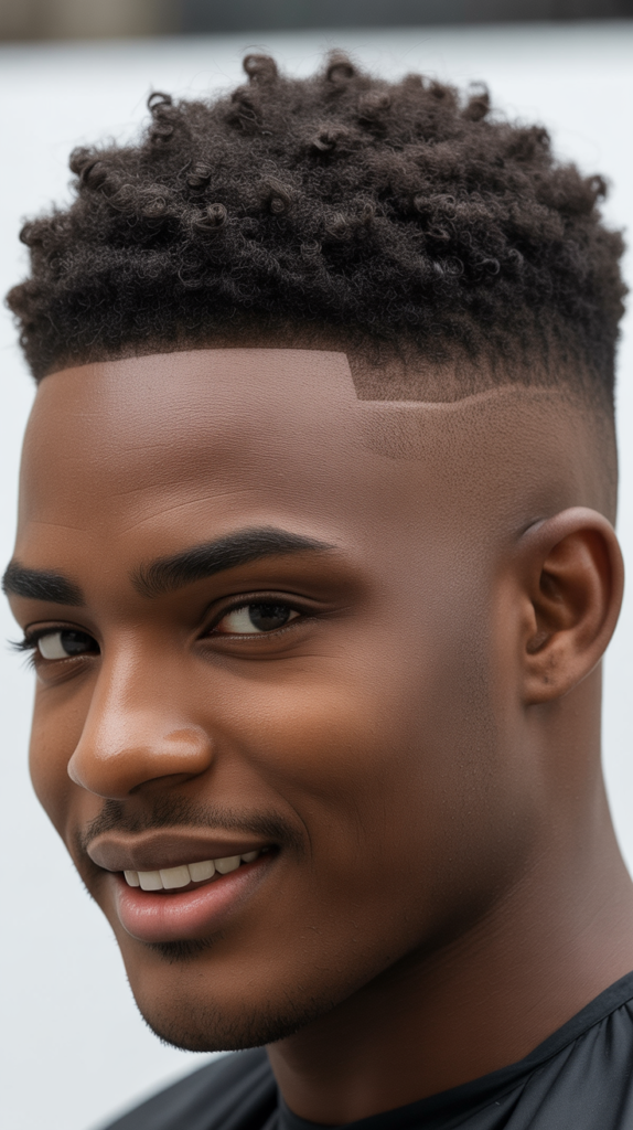 Classic Low Taper Fade with Natural Curls