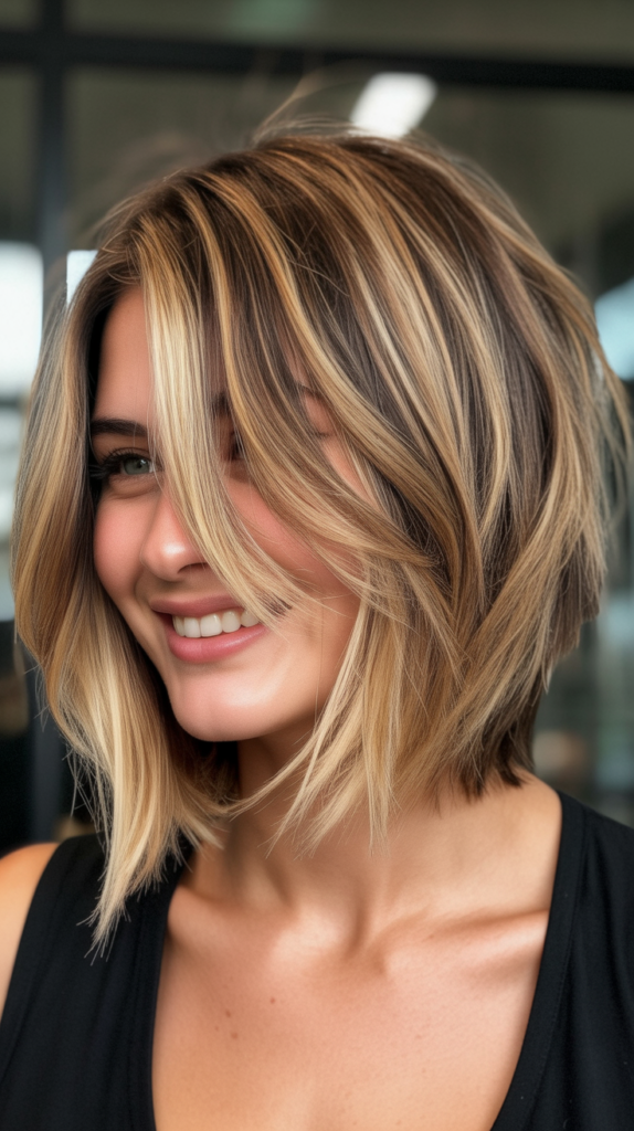 Choppy Bob with Balayage and Lowlights