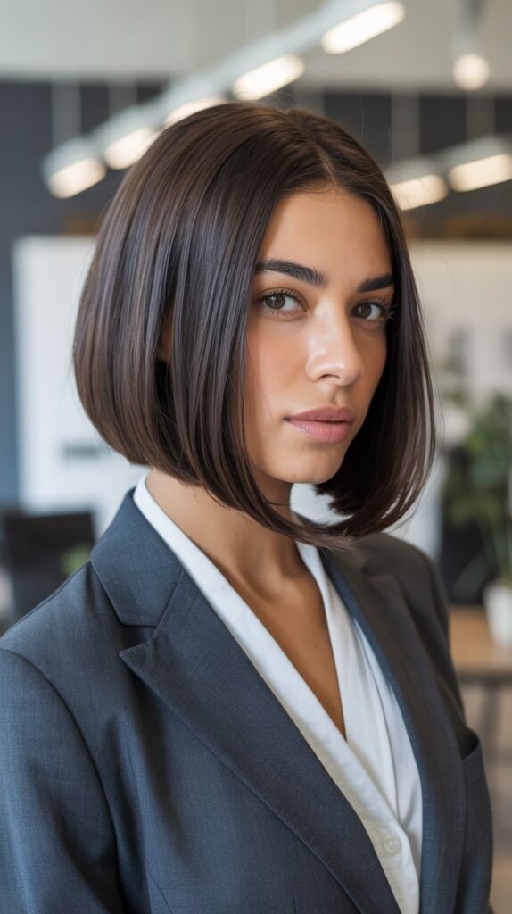 Long Angled Bob for Professional Settings