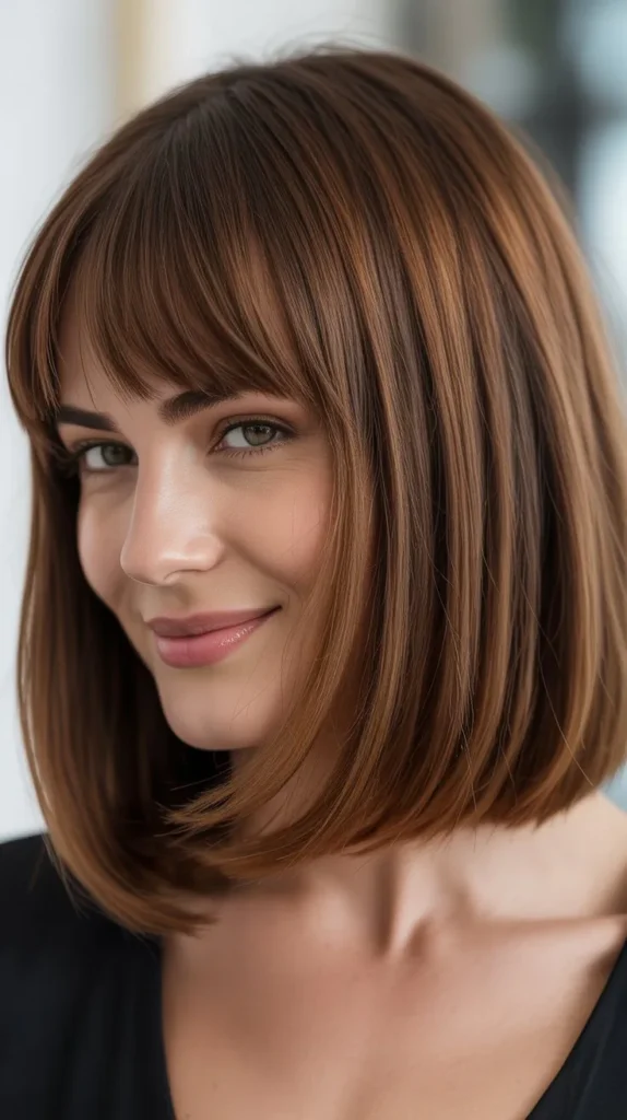 Soft Lob with Tapered Bangs