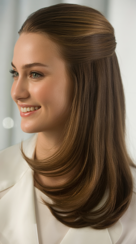 Classic Half-Up Half-Down with Straight Layers