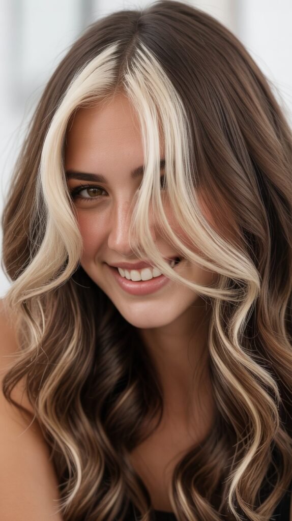 Bold Platinum Money Piece with Chocolate Lowlights