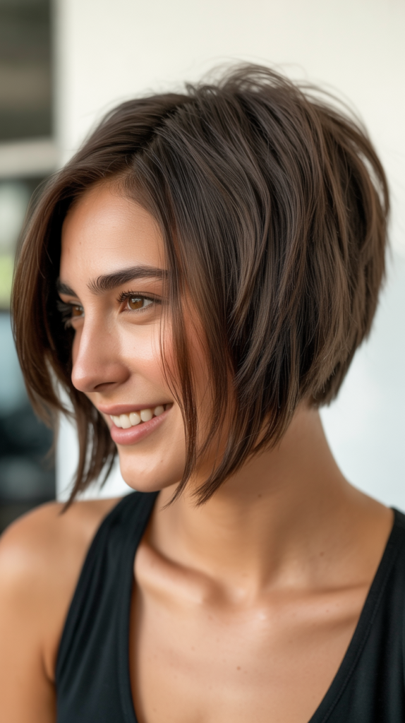 Inverted Choppy Bob for Dramatic Shape