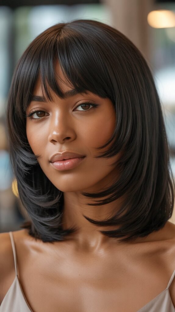  Long Bob with Graduated Curtain Bangs