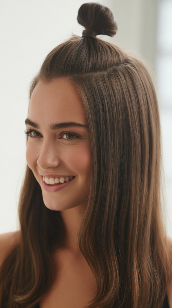 Half-Up Top Knot with Straight Ends