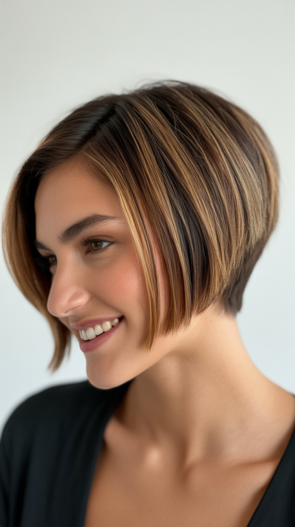 Stacked Bob with Peek-a-Boo Highlights