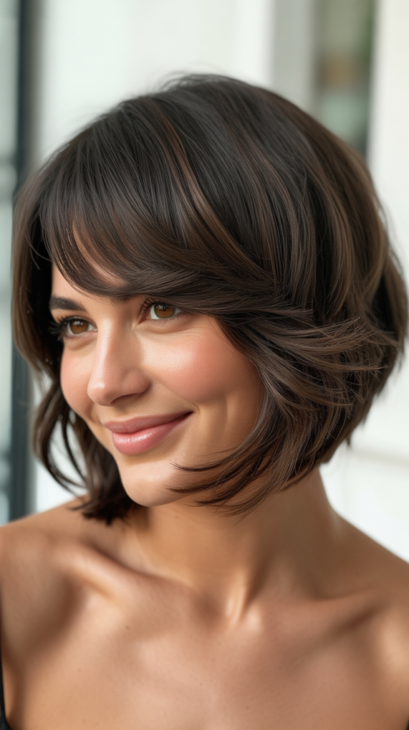  Choppy Bob with Deep Side Bangs