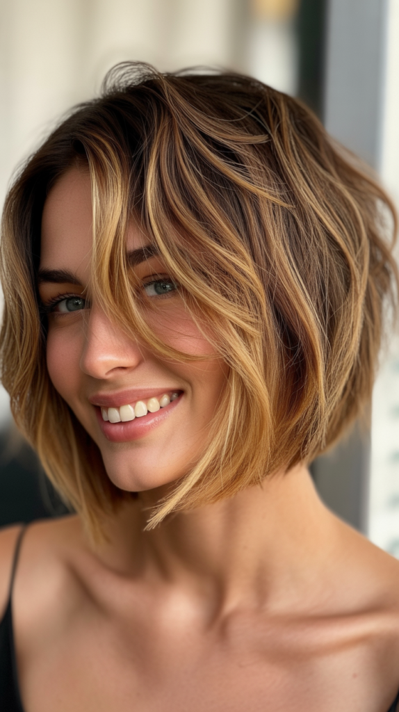 Choppy Bob with Balayage for Thick Hair