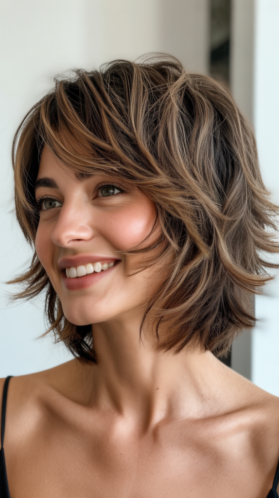 Sleek Shaggy Choppy Bob