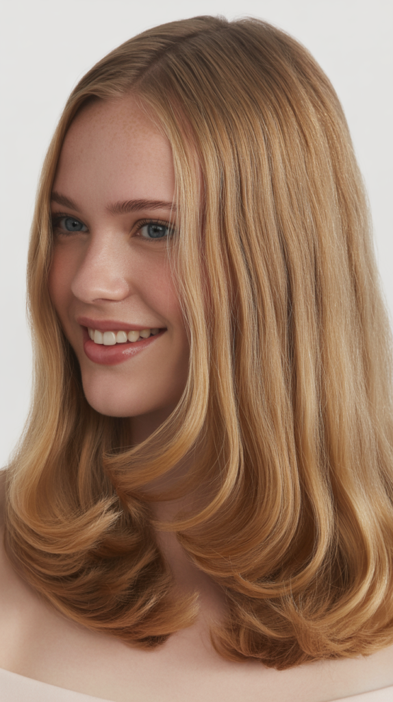 Straight Hair with Low Loose Waves at Ends