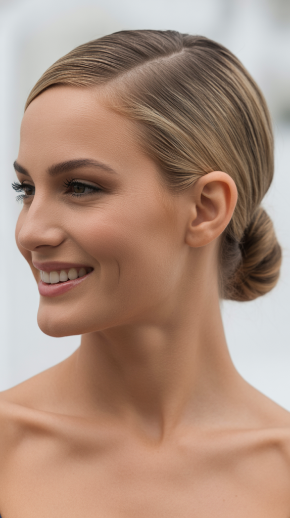 Slicked-Back Low Bun with Height