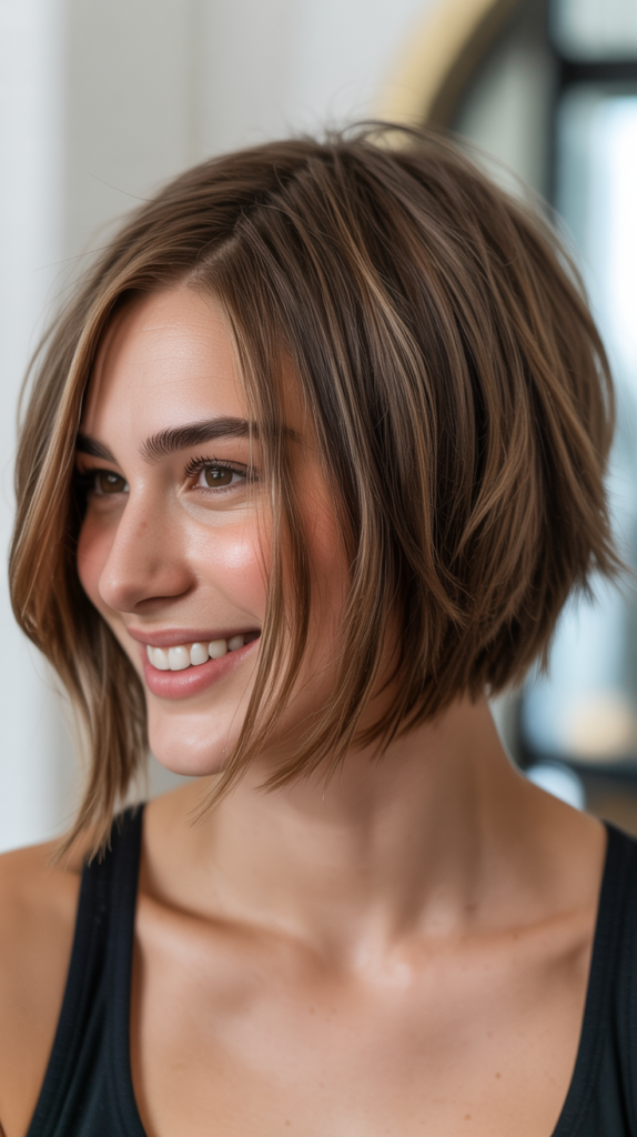  Choppy Bob with Deep Side Part