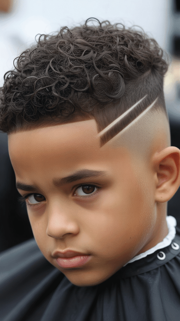 25 Little Boy Curly Haircuts That Show Off Those Curls 22 Temp Fade with Curly Top