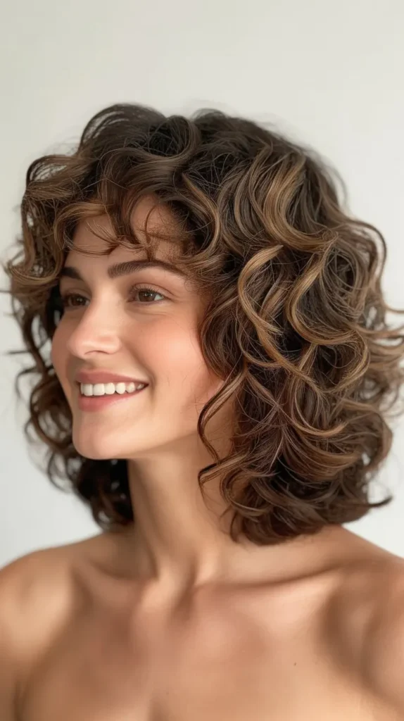 Curly Long Bob with Layered Definition
