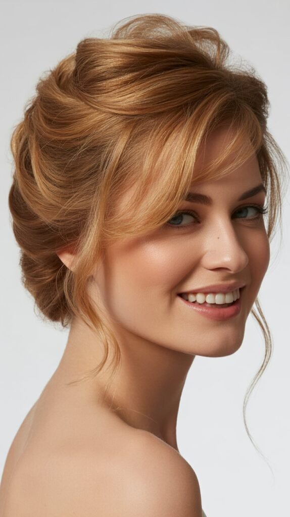 Voluminous Side Swept Updo