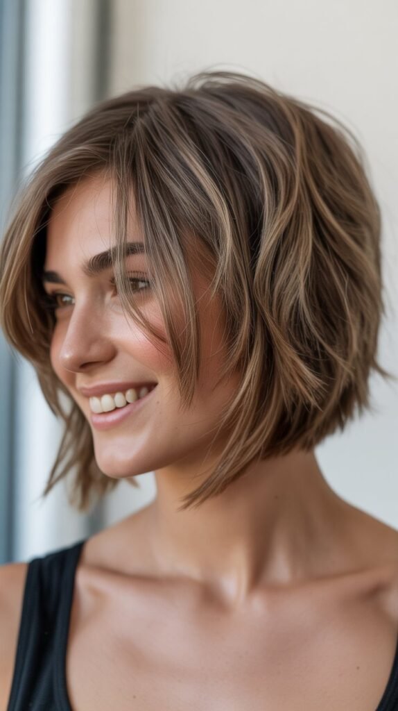 Choppy Bob with Feathered Ends