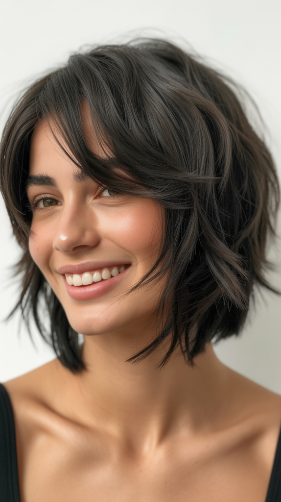 Asymmetrical Shaggy Choppy Bob