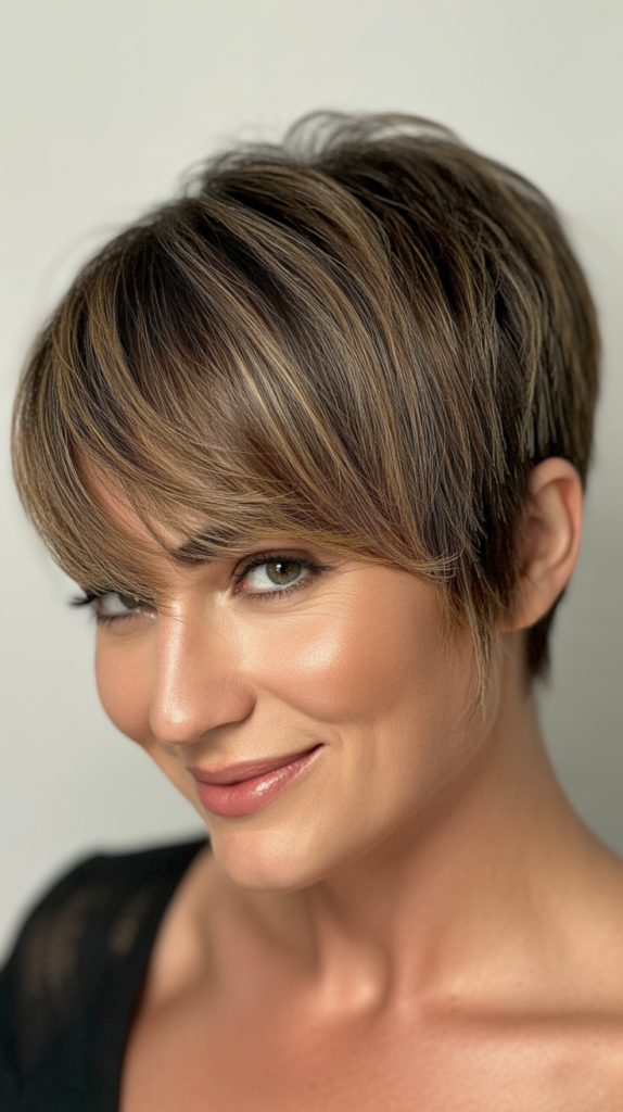 Angled Pixie with Long Bangs