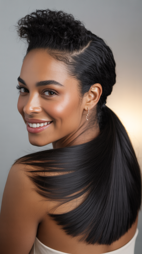 Textured Base with Sleek Ponytail