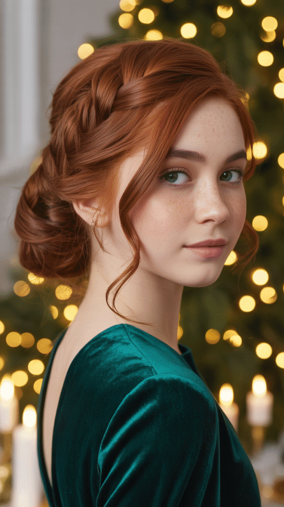 30 Adorable Cute Winter Hairstyles with Braids 4 Side Swept Braided Updo
