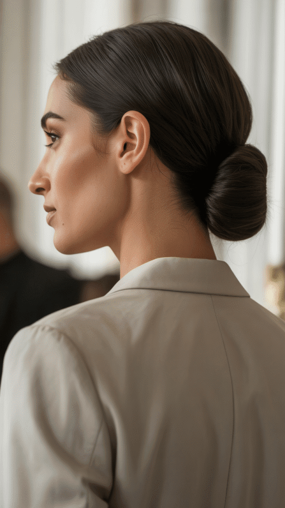 27+ Easy Wedding Guest Hairstyles for Long Hair 1 Classic Low Bun