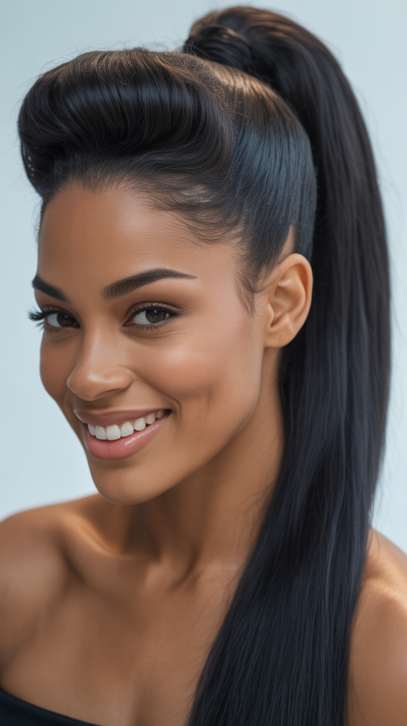  Straight Ponytail with Crown Volume
