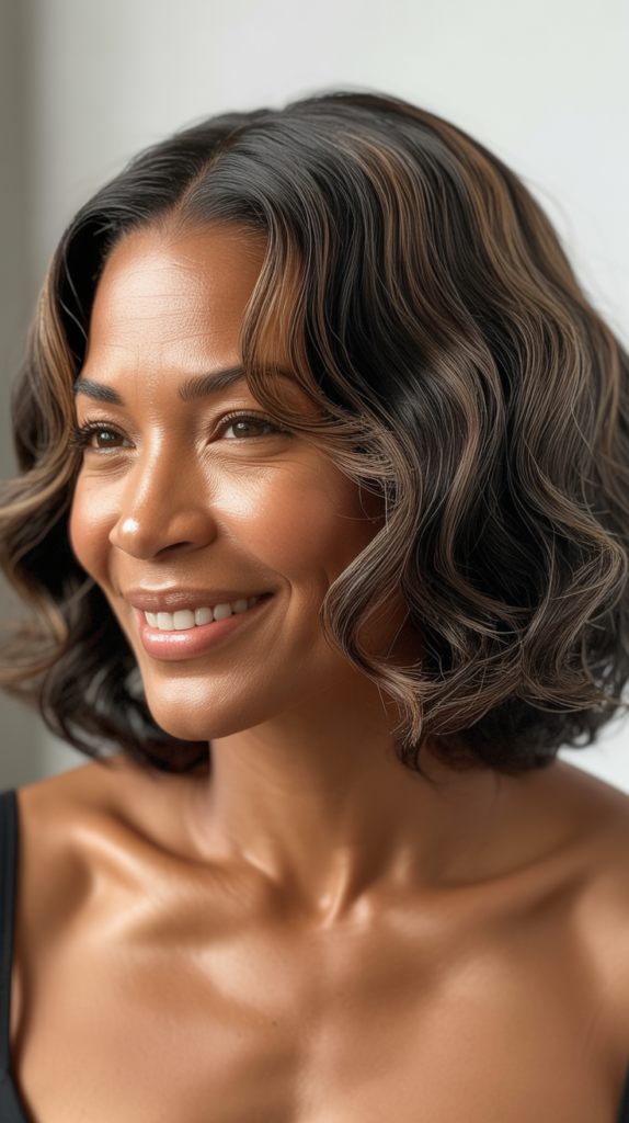 Wavy Lob with Middle Part  