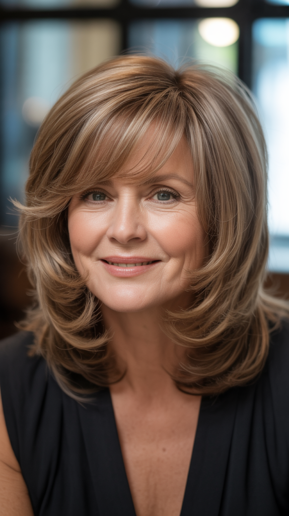 Feathered Layers with Side-Swept Fringe