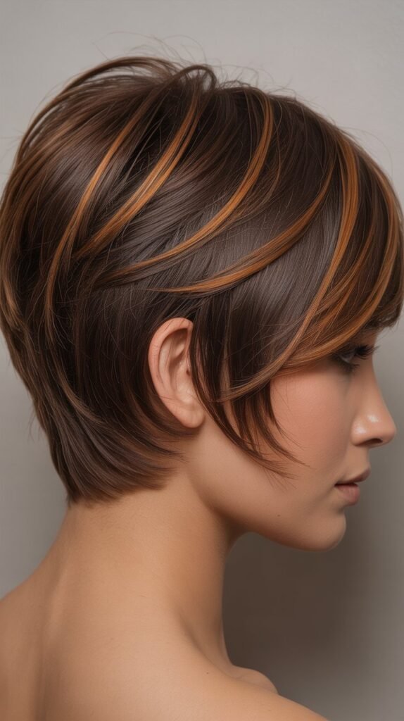 Classic Pixie with Subtle Caramel Streaks