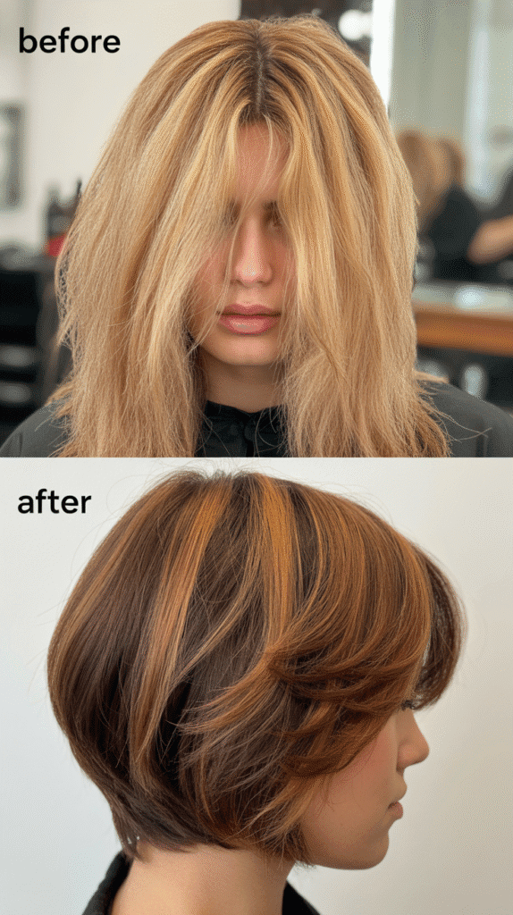 Best 37 Flattering Stacked Inverted Bob Haircuts for Thin Fine Hair 35 Stacked Bob with Color Correction Opportunities