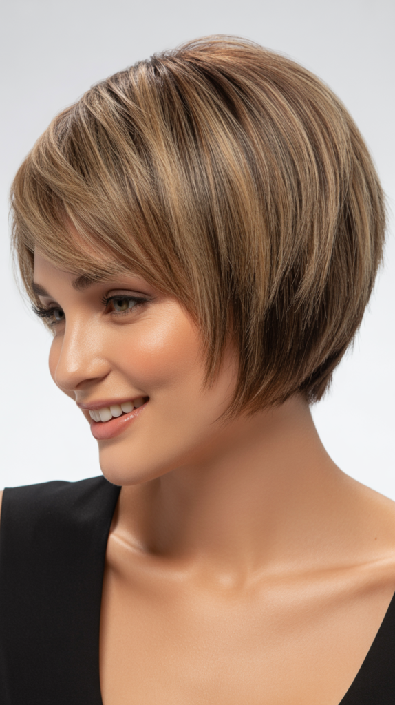 Stacked Bob with Volume-Boosting Cut Techniques