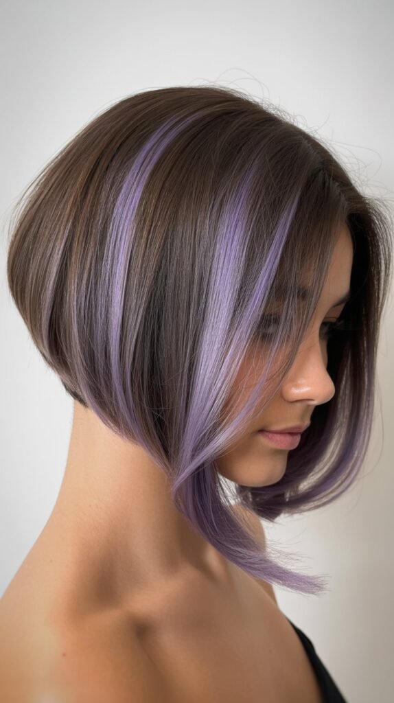 Balayage Bob with Violet Tones