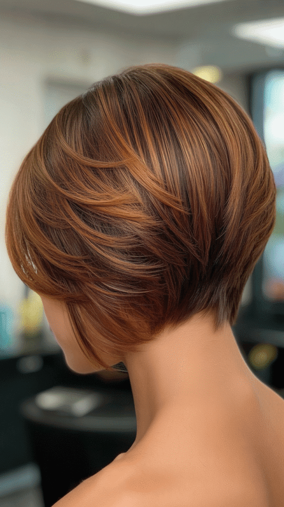 Best 27+ Inspiring Back View Stacked Inverted Bob Haircut Ideas 15 Stacked Bob with Crown Layers