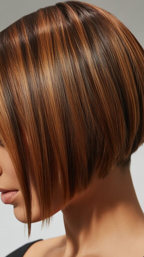 Best 32+ Inverted Layered Bob Hairstyles with Stacked Cuts Trendy Upgrade 31 Inverted Bob with Stacked Layers and Glossy Finish