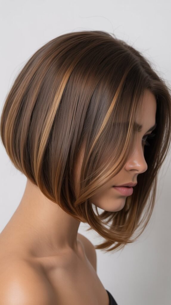 Natural Brunette Balayage Bob