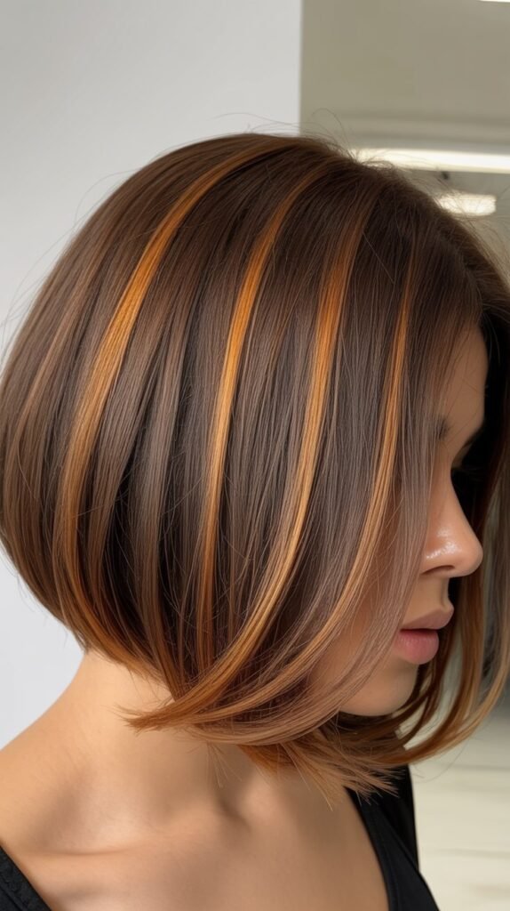 Bob with Caramel Highlights and Face-Framing Layers