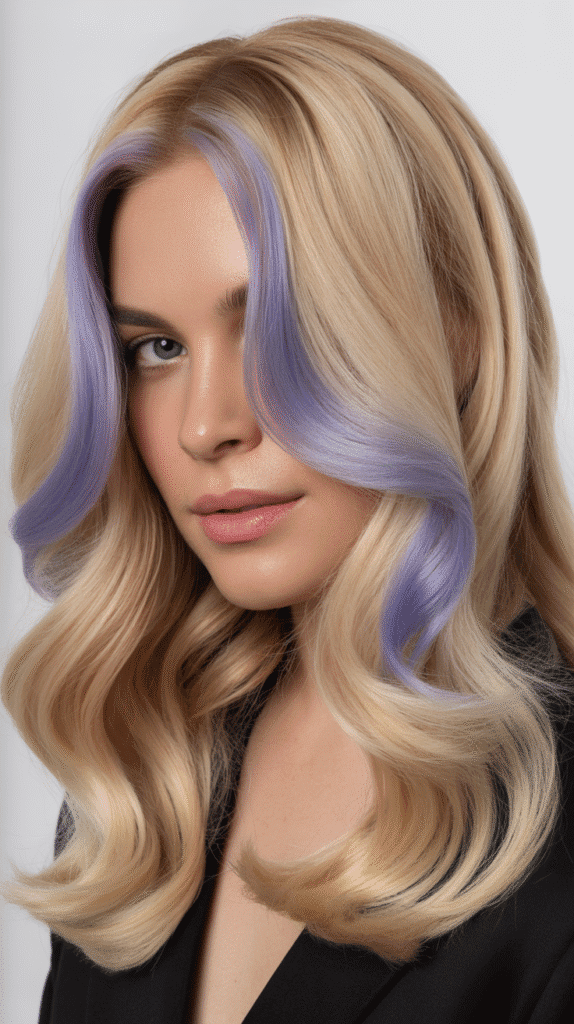 Vanilla Blonde with Periwinkle Money Pieces