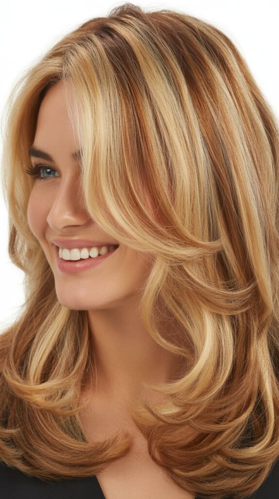 Classic Blonde Highlights with Caramel Lowlights