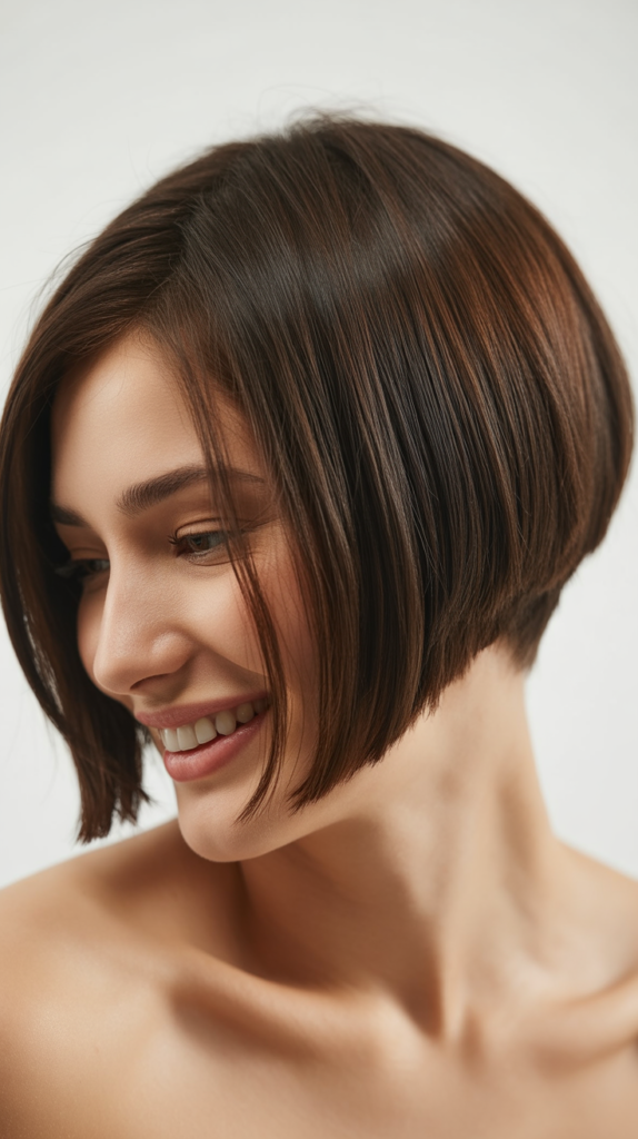 Stacked Bob with Undercut for Enhanced Volume Contrast