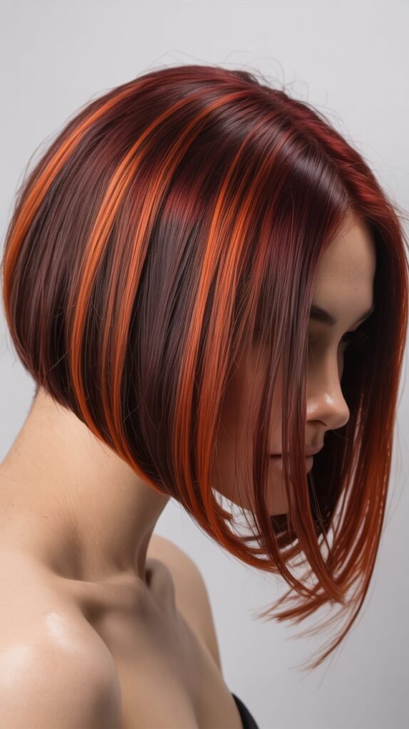 Red and Copper Balayage Bob