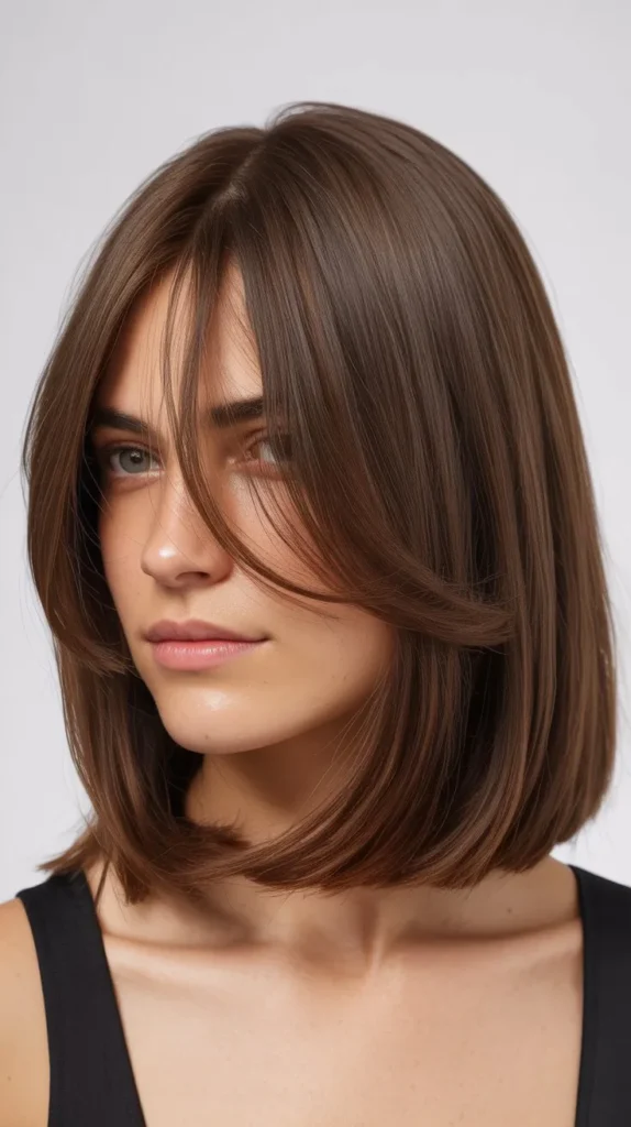 Long Bob with Micro Layers and Curtain Bangs